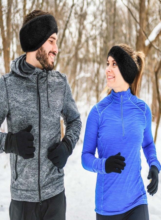 مجموعة Chicingyou المكونة من 4 قطع من عصابات الرأس الدافئة للأذنين المصنوعة من فرو الأرانب الصناعي، مناسبة للنساء والرجال، عصابة رأس سميكة ومرنة للجري، مناسبة للجنسين، مثالية لفصل الشتاء، للجري وركوب الدراجات والتزلج والمشي لمسافات طويلة في الطقس البارد - Image 4